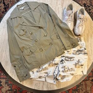 𝅺❤CABI #904 Lightweight RipStop Military Utility Jacket Size Small Khaki Green